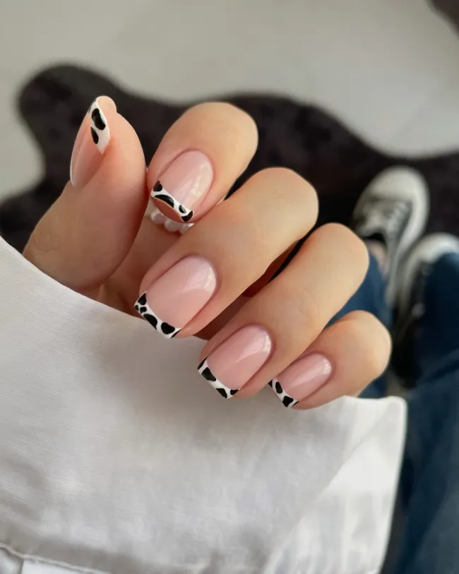 Cow Print French Tips
