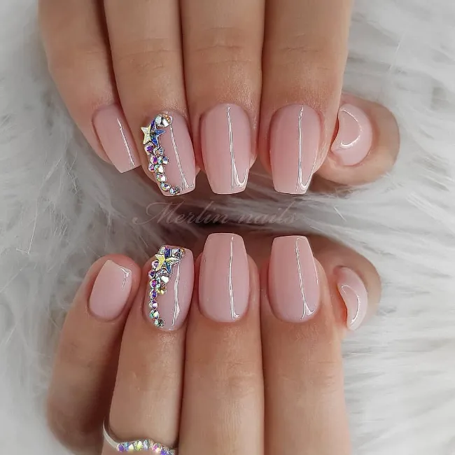Sheer nude bridal manicure