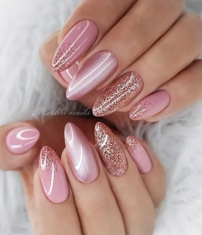 Milky pink to white ombre engagement nails